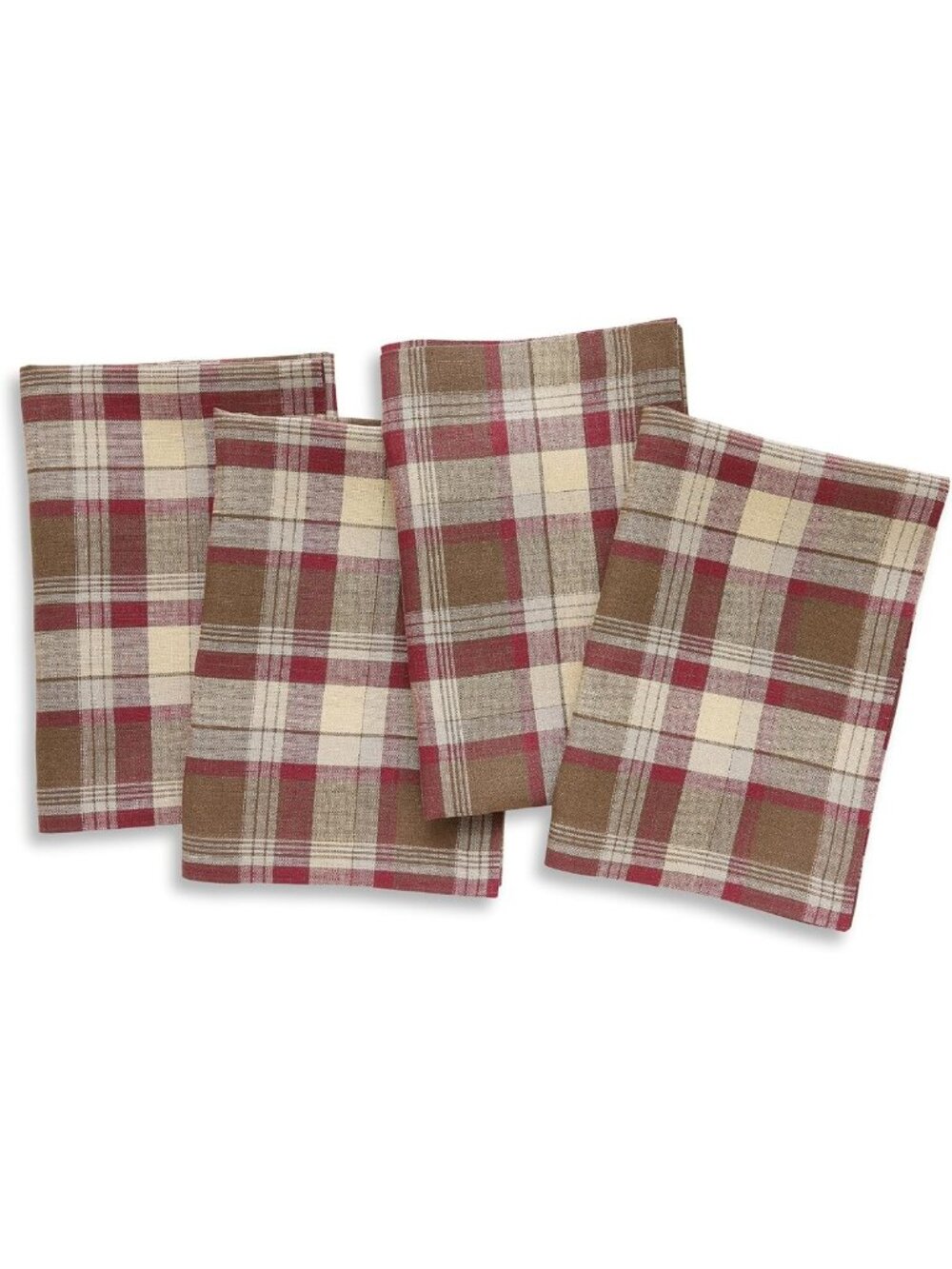 Solino Home 100% Pure Linen Napkins Multicolor Plaid, 20 x 20 in, Set of 4